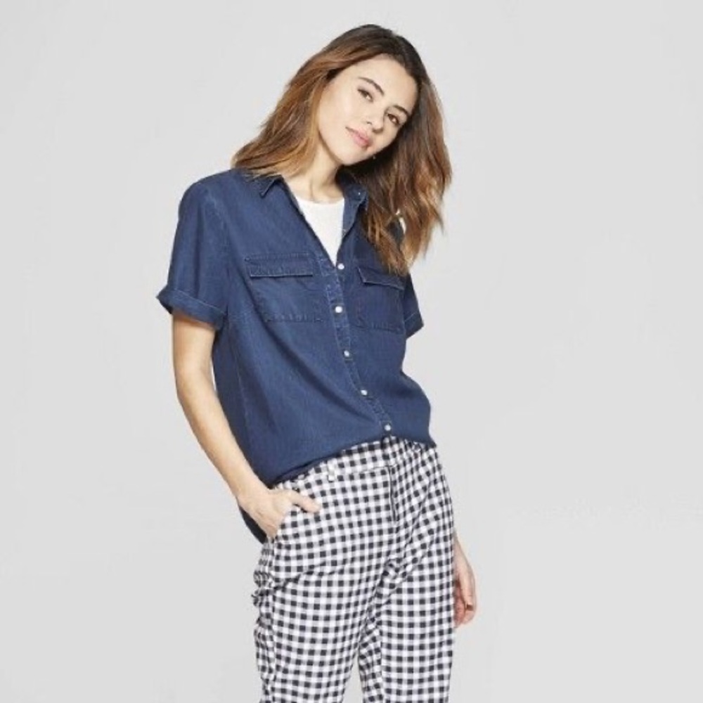 A New Day Chambray Short Sleeve Button Down